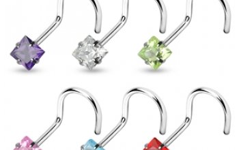 Piercing do nosu - čtvercový kámen - N01052-G