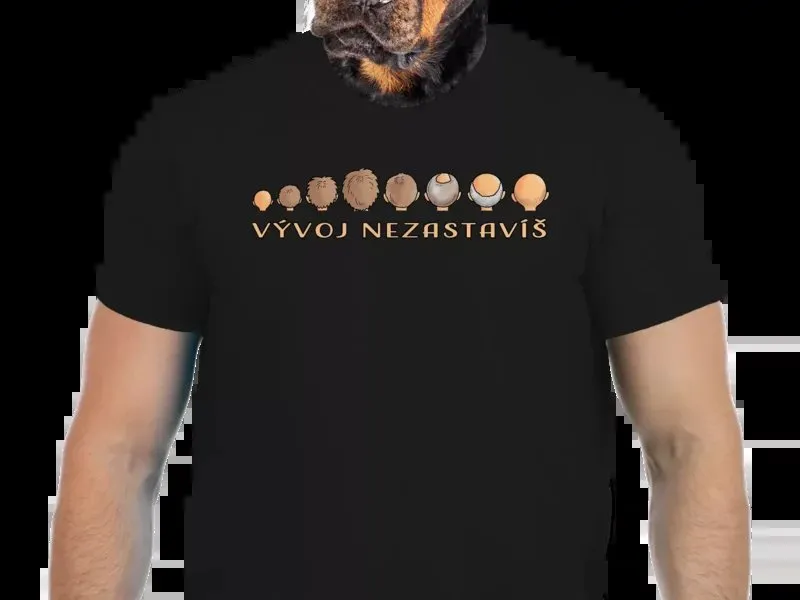 Vtipné tričko Bastard: Vývoj nezastavíš