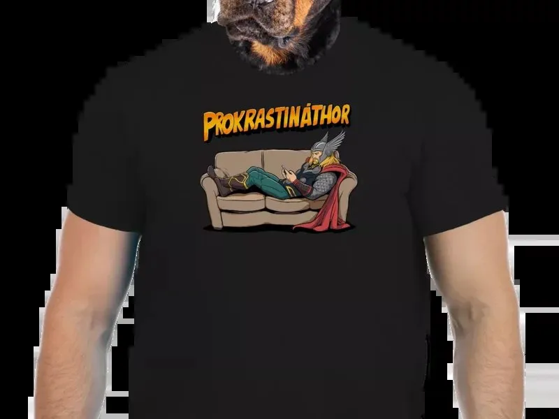 Vtipné tričko Bastard: ProkrastináThor