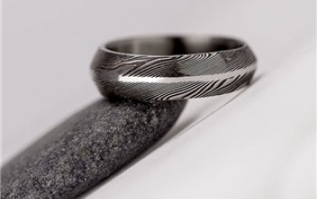 KREDUM® Hynek Kalista Pánský kovaný prsten Damasteel Steel Line - velikost 69 - KS1010-69