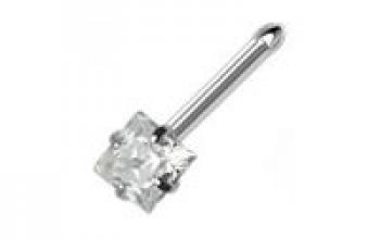 Piercing do nosu - čtvercový kamínek 3 x 3 mm - N01076-P
