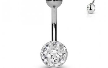NUBIS® Piercing do pupíku zdobený Crystals from Swarovski® - BS01050-C