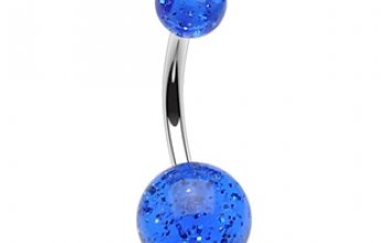 Piercing do pupíku - banánek se třpytkami - BA01077-P