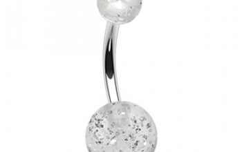 Piercing do pupíku - banánek se třpytkami - BA01077-P
