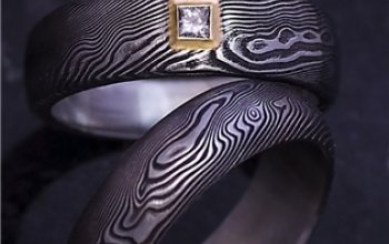 KREDUM® Hynek Kalista Dámský kovaný prsten Damasteel Prima 2mm diamant - velikost 61 - KS1009-61