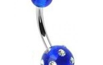 Piercing do pupíku - banánek zdobený zirkony - BA01041-BC