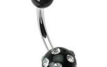 Piercing do pupíku - banánek zdobený zirkony - BA01041-BC
