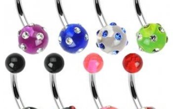 Piercing do pupíku - banánek zdobený zirkony - BA01041-BC