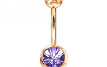 Zlacený piercing do pupíku - banánek - BS01055-R