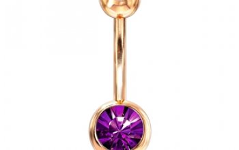Zlacený piercing do pupíku - banánek - BS01055-R