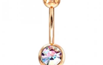 Zlacený piercing do pupíku - banánek - BS01055-R