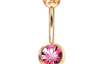 Zlacený piercing do pupíku - banánek - BS01055-R