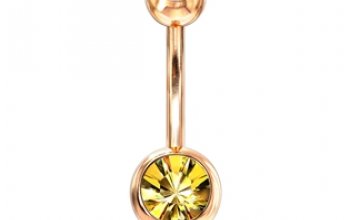 Zlacený piercing do pupíku - banánek - BS01055-R