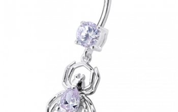 Stříbrný piercing do pupíku - pavouček - BP01095-K