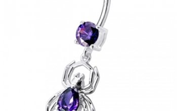 Stříbrný piercing do pupíku - pavouček - BP01095-K