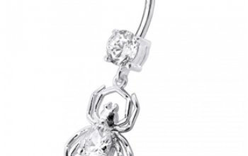Stříbrný piercing do pupíku - pavouček - BP01095-K