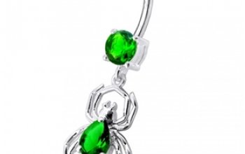 Stříbrný piercing do pupíku - pavouček - BP01095-K