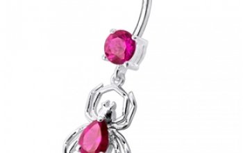 Stříbrný piercing do pupíku - pavouček - BP01095-K