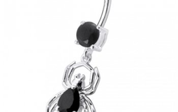 Stříbrný piercing do pupíku - pavouček - BP01095-K