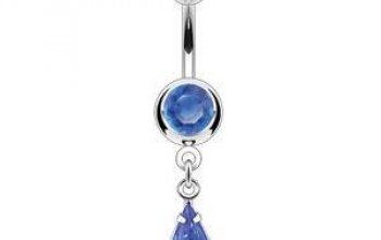 Piercing do pupíku, čiré zirkony - WP01254-B