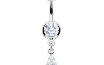 Piercing do pupíku, čiré zirkony - WP01254-B