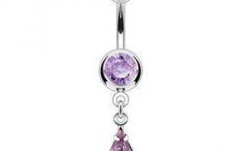 Piercing do pupíku, čiré zirkony - WP01254-B