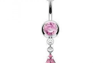 Piercing do pupíku, čiré zirkony - WP01254-B