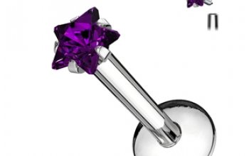 Piercing do brady labreta - hvězda 3 mm - LB01124-Q