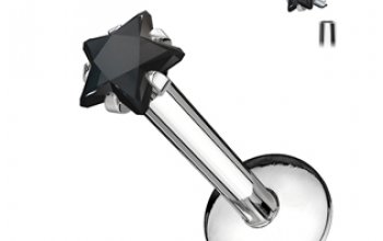 Piercing do brady labreta - hvězda 3 mm - LB01124-Q