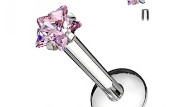 Piercing do brady labreta - hvězda 3 mm - LB01124-Q
