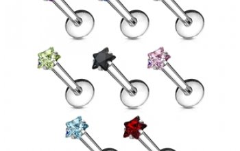 Piercing do brady labreta - hvězda 3 mm - LB01124-Q